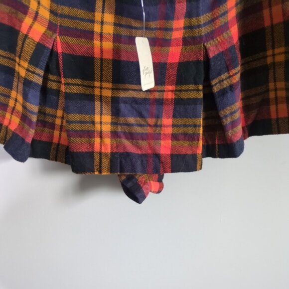 NWT Free People Someday Navy and Orange Plaid Mini Skort Size 8 - Picture 5 of 10
